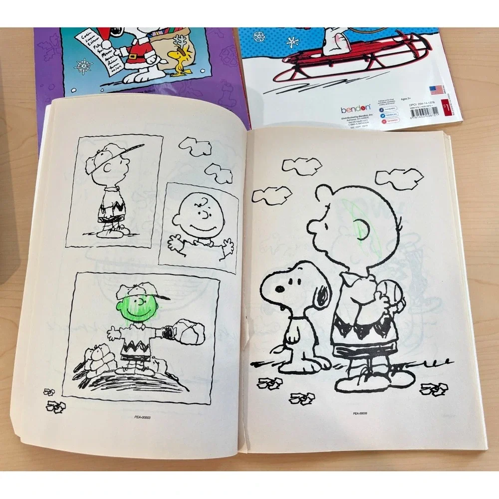 LOT OF 3 Peanuts Snoopy Christmas Coloring Book Lot Holiday Fun Activity Books